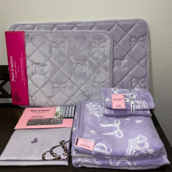 Juicy Couture Lavender Quilted Bath Mat, Shower Curtain and Towel Set - Picture 5 of 5